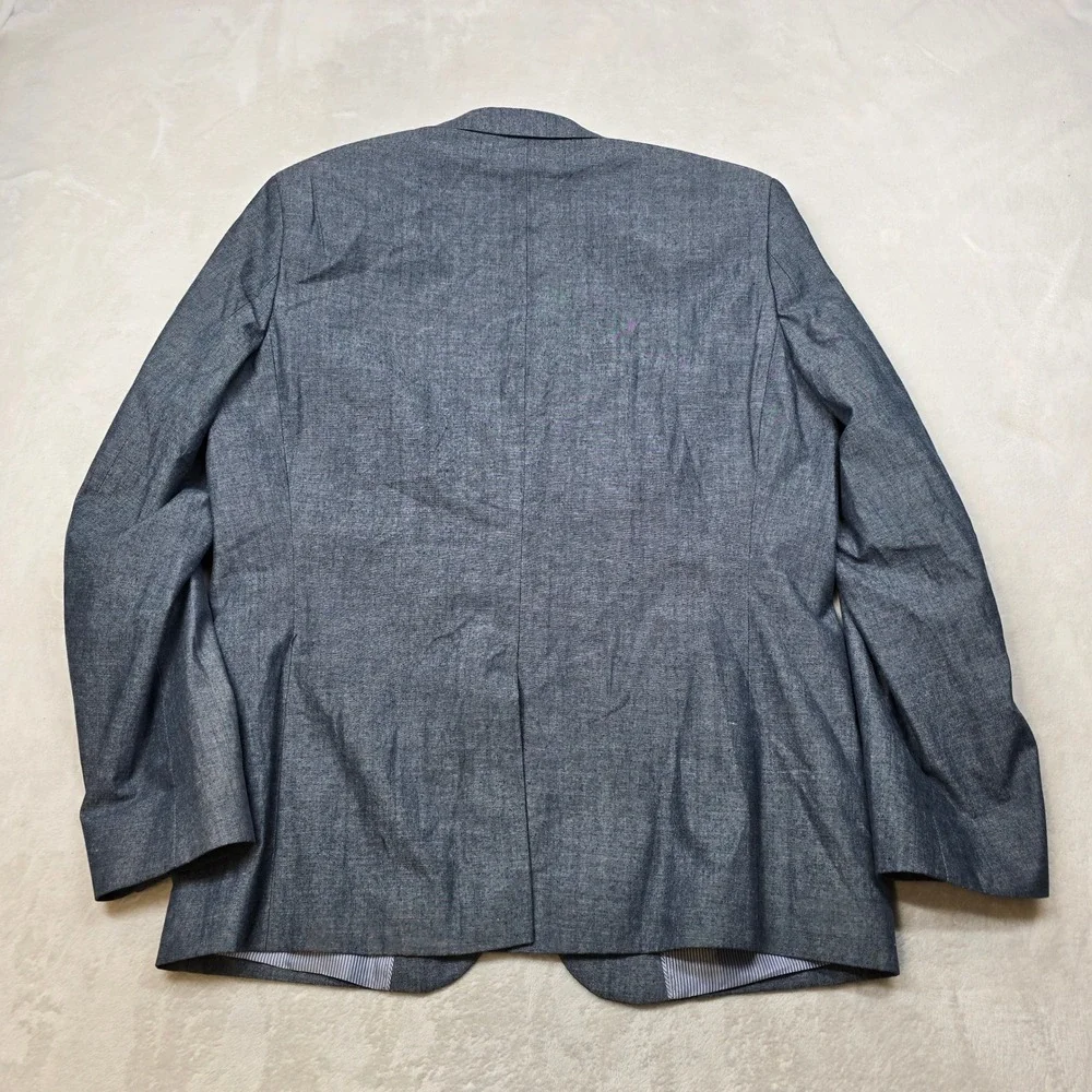 Banana Republic Chambray Blazer Mens 44R 44 Blue Cotton Tailored Slim Sport Coat